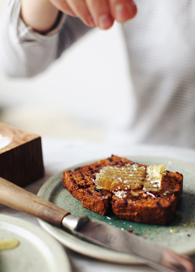 Grilled Pumpkin Bread with Honeycomb // My New Roots