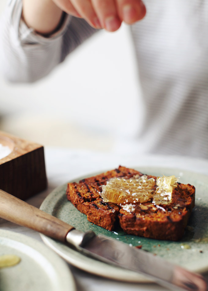 Grilled Pumpkin Bread with Honeycomb // My New Roots