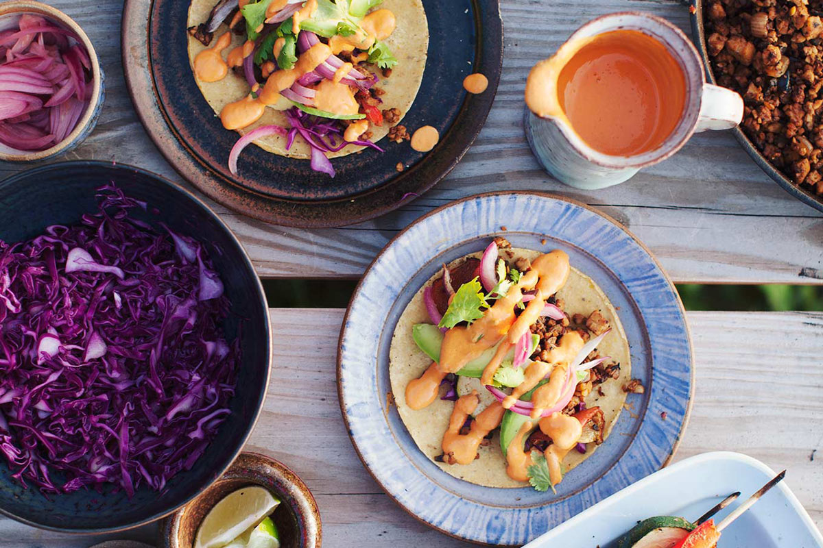 Tempeh Tacos with Raw Cashew Queso Tempeh Tacos with Raw Cashew Queso