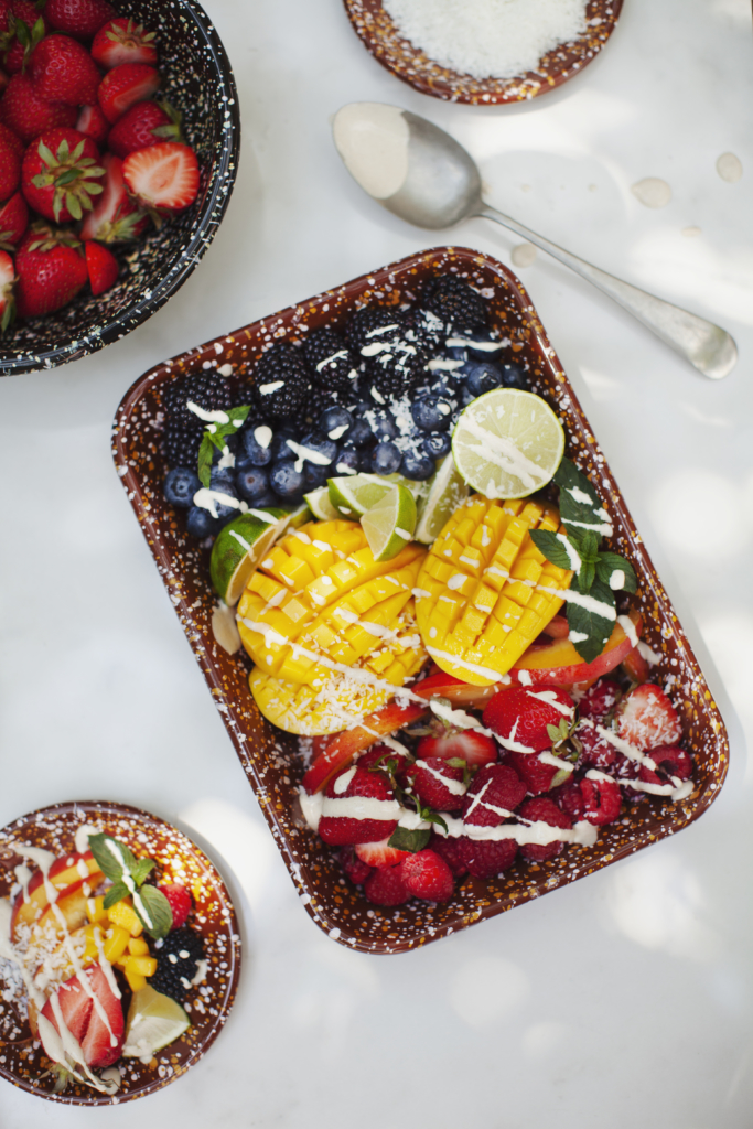 Chakra Fruit Salad w. Enlightened Tahini Sauce