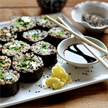 Sushi-Inspired Spring Quinoa Roll + Quick-Pickled Ginger