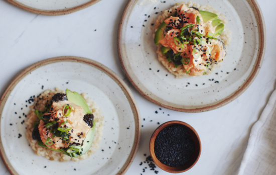 Umami Rice Stacks with Vegan Caviar