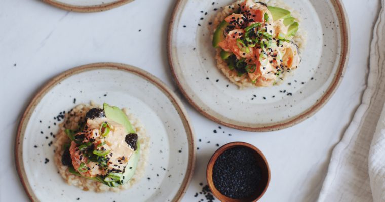 Umami Rice Stacks with Vegan Caviar